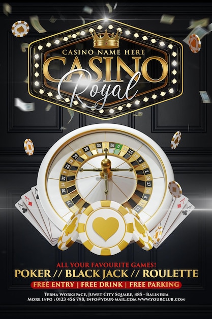 PSD modello di volantino e post sui social media di casino royal