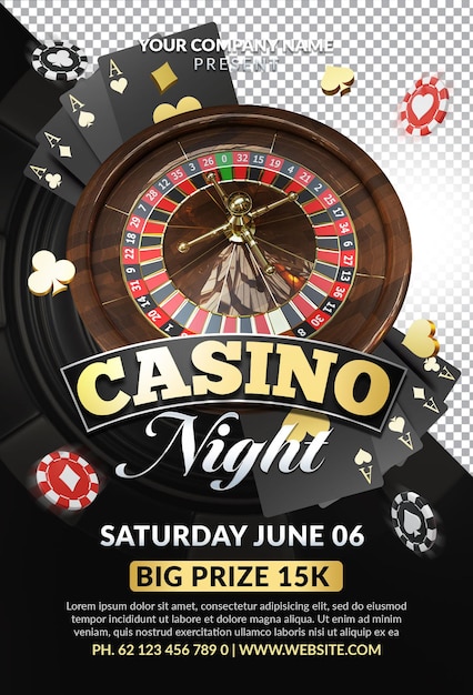 PSD casino royal night event 3d render composition