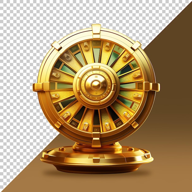 PSD casino wheel 3d icon gold color