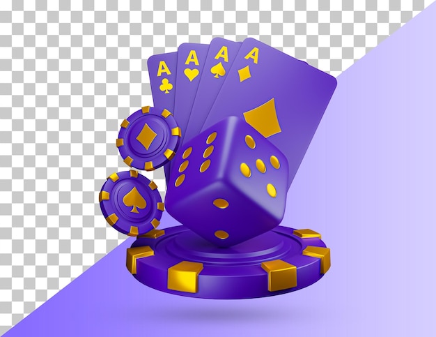 Casinokaarten poker blackjack baccarat 3d pictogram. Casinospelfiches, wedkaarten, pokerfiches voor weddenschappen