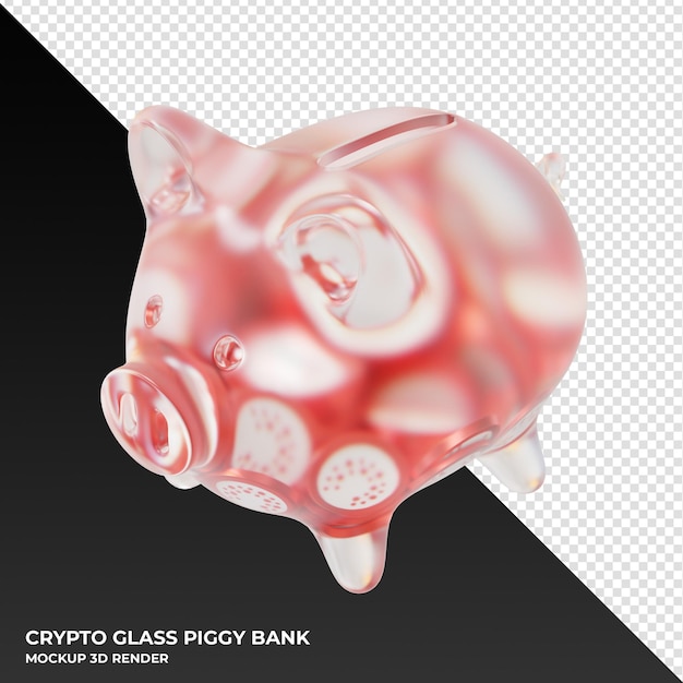 Casper cspr glazen spaarvarken met cryptomunten 3d illustratie
