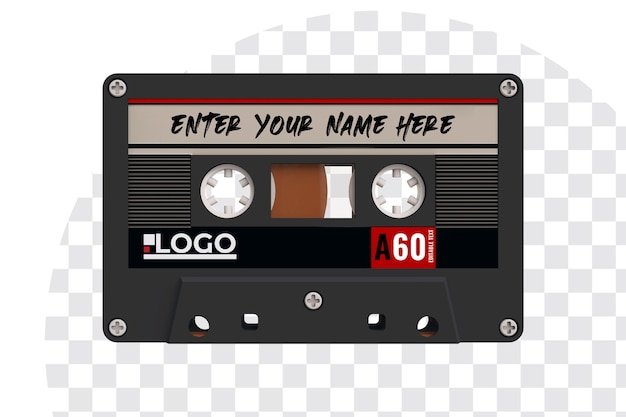 Cassette tape mockup editable text