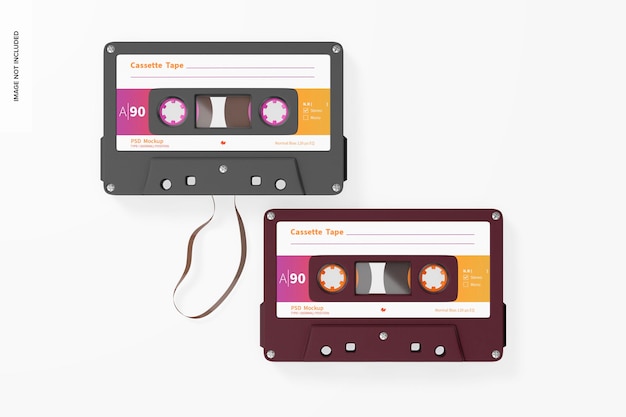 PSD cassette tapes mockup, top view