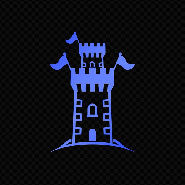 PSD castle in blue on a transparent background