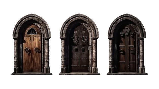PSD castle doors isolated