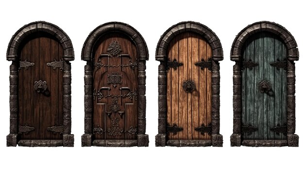 PSD castle doors isolated