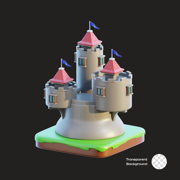 PSD castle game assets 3d icon