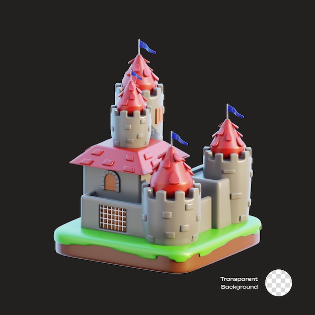 PSD castle game assets 3d icon