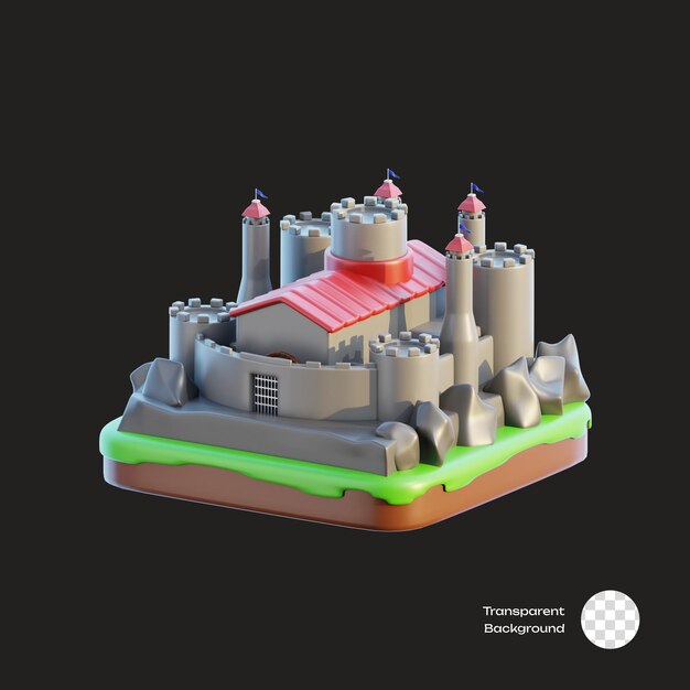 PSD castle game assets 3d icon