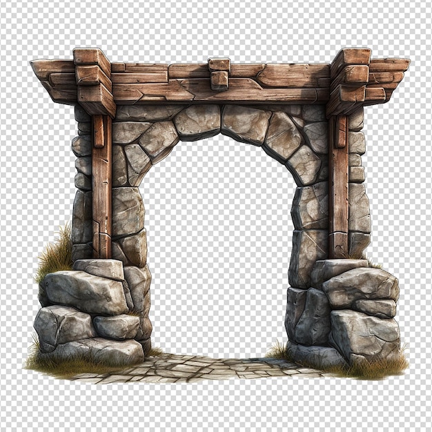 PSD castle gate isolated on transparent background