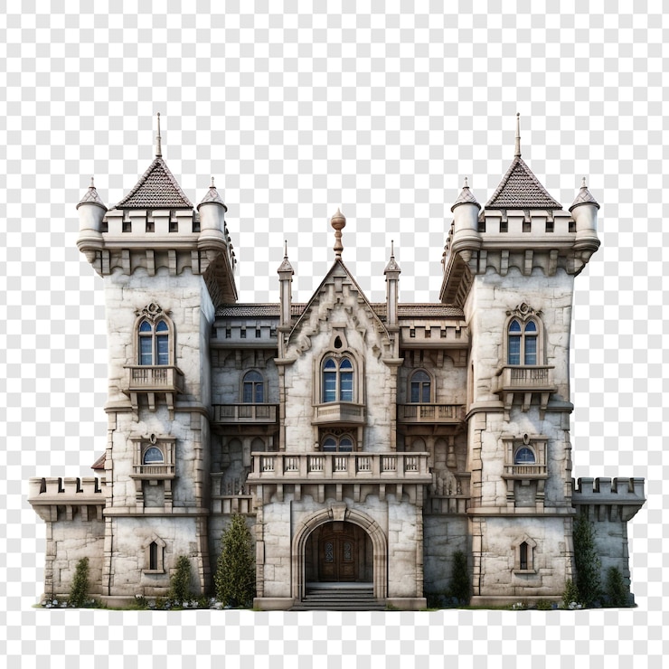 PSD castle house isolated on transparent background