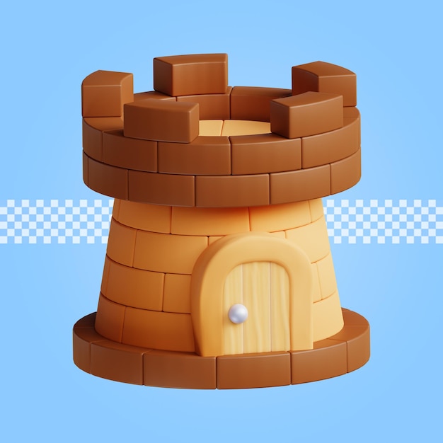 Castle icon 3d render isolated premium psd