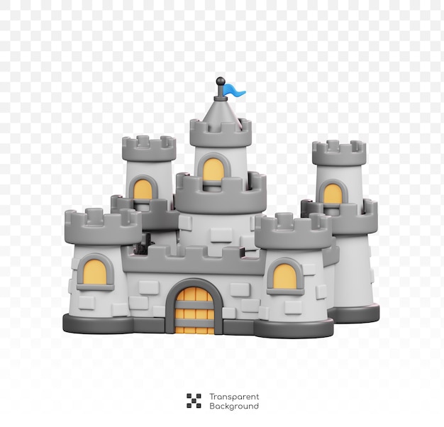 PSD castle isolated symbols icons and culture of england 3d rendering