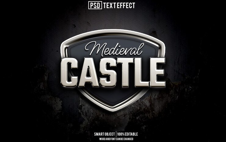 PSD castle tekst efekt czcionka edytowalna typografia tekst 3d