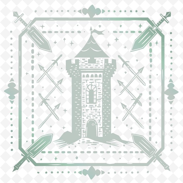 PSD a castle with a bird on it and a dragon on the top
