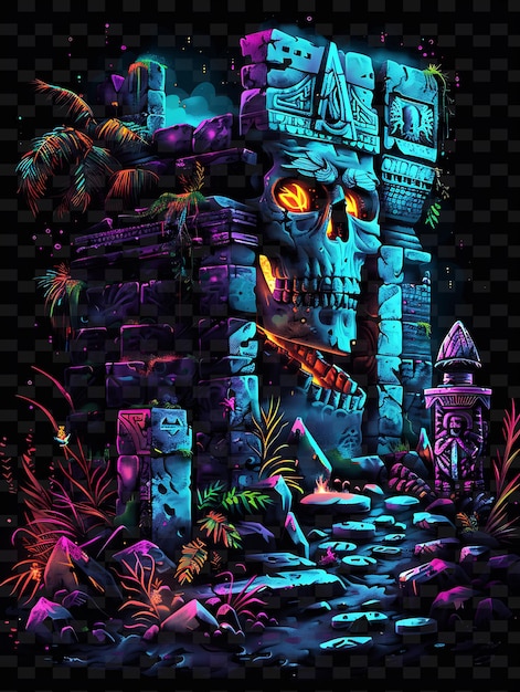 PSD a castle with a skull and a dragon in the middle