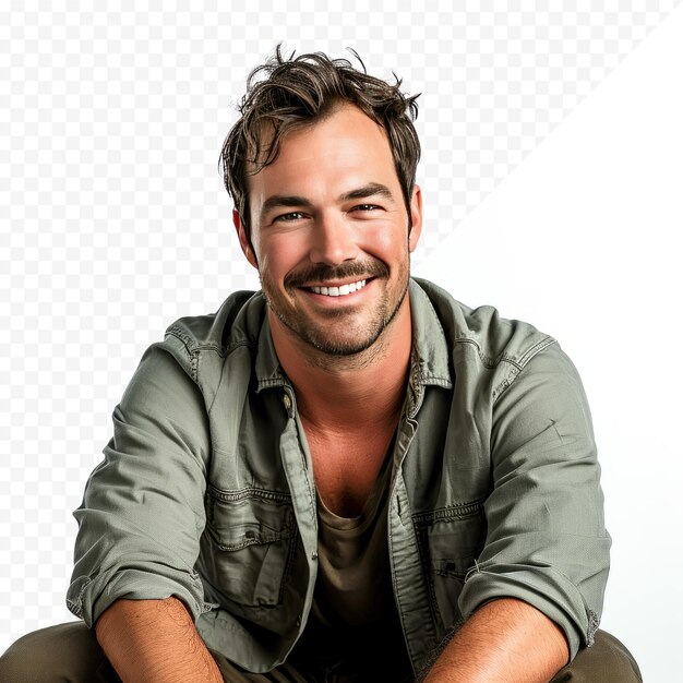 PSD casual caucasian man sitting smiling