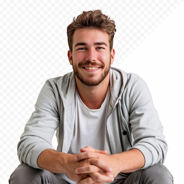 PSD casual caucasian man sitting smiling