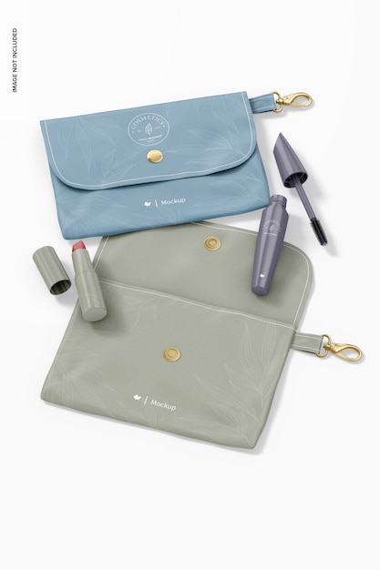 Casual Cosmetic Bags Mockup Opened and Closed