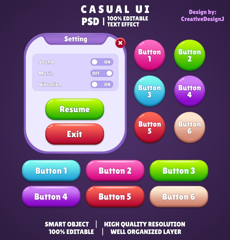PSD casual game ui psd