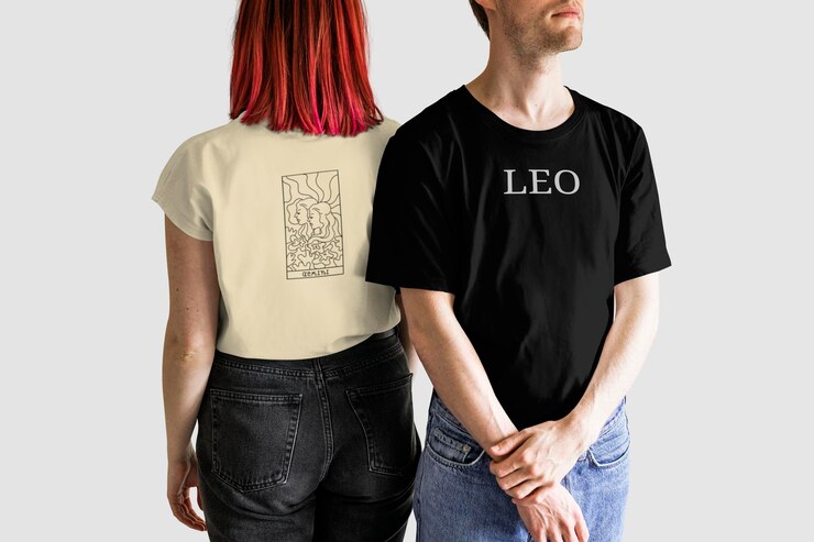 PSD casual tee couple mockup fashion editable design psd