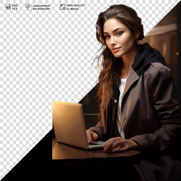 PSD casual woman with a laptop