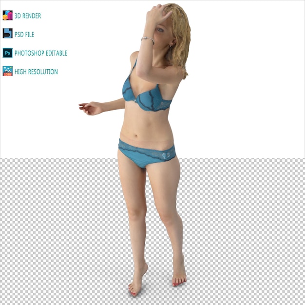 PSD casual women underwear 3d render psd