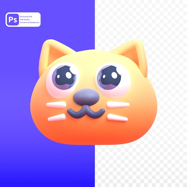 PSD cat in 3d render for graphic asset web presentation or other