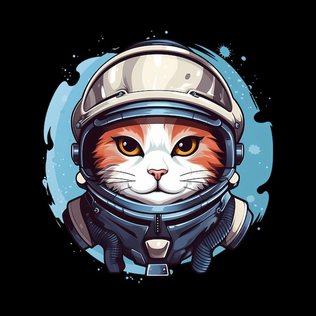 PSD 猫の宇宙飛行士 アート イラスト スティッカー シャツ デザイン ポスターなど