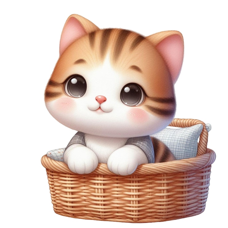PSD a cat in a basket with a cat in it