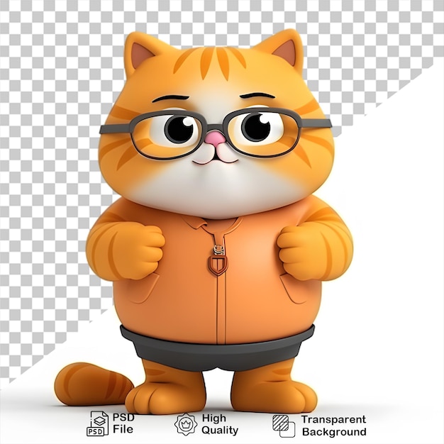 PSD 투명한 배경에 고립된 고양이 만화 캐릭터는 png 파일을 포함합니다.