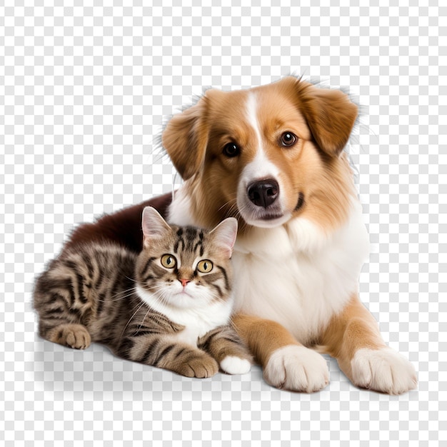 A cat and a dog on transparency background PSD