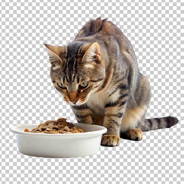 PSD cat eating food from a bowl