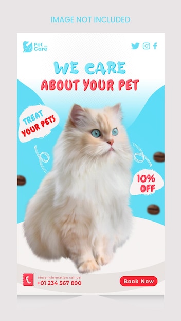 Cat food social media post and pet instagram template