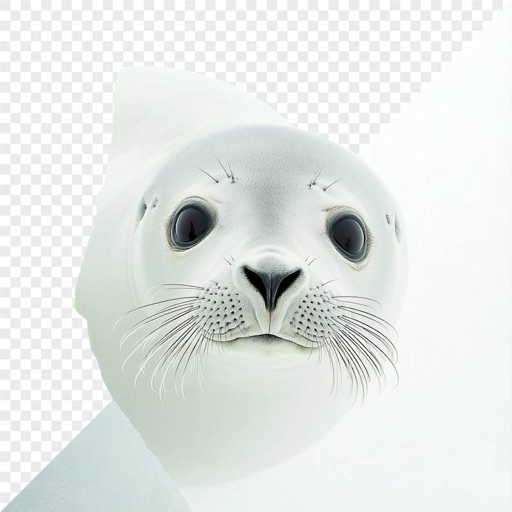 PSD a cat head with a white face and a black nose