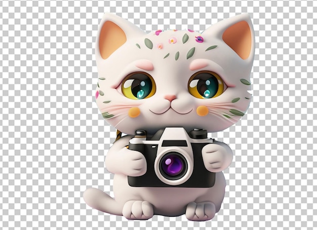 PSD cat holding camera on photography day