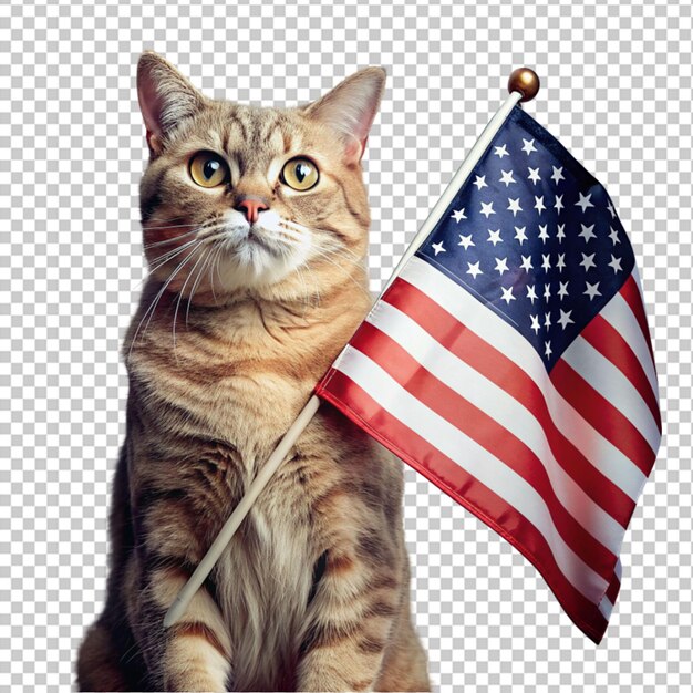 PSD cat holding usa flag