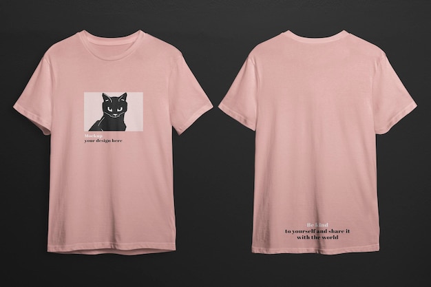 cat print tshirt mockup mens fashion in pink psd