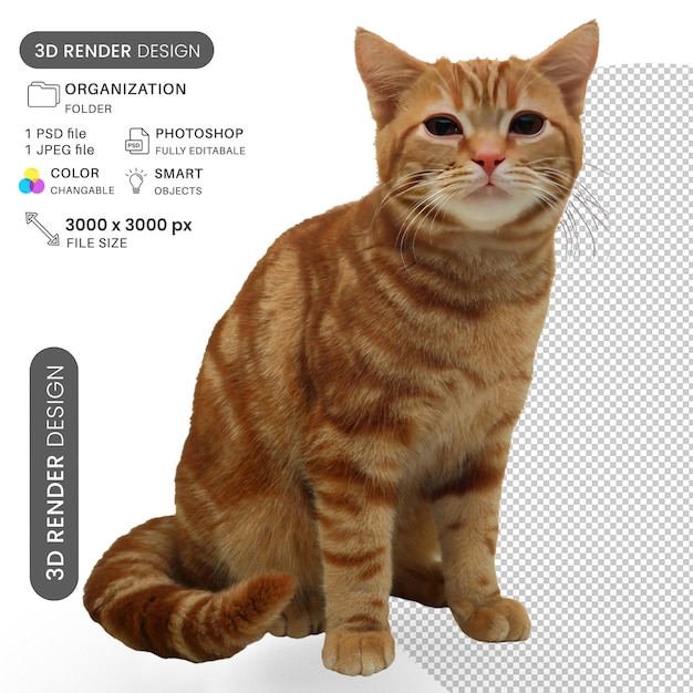 Профиль кошки PSD