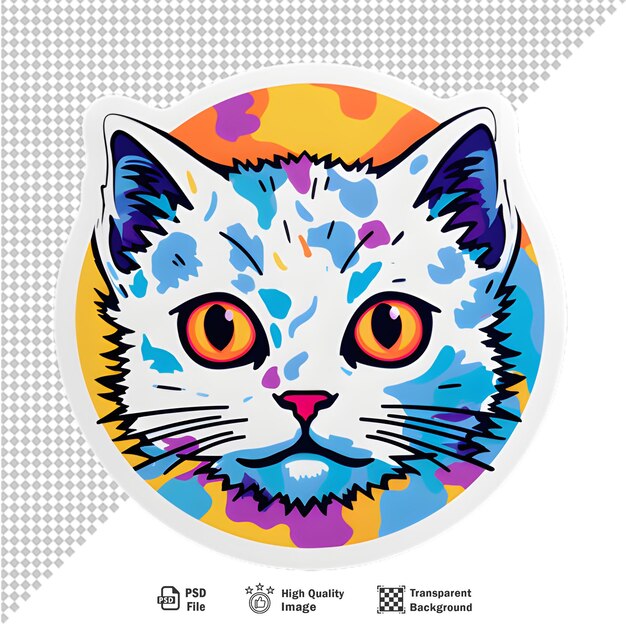 PSD Круглая наклейка для кошки на прозрачном фоне