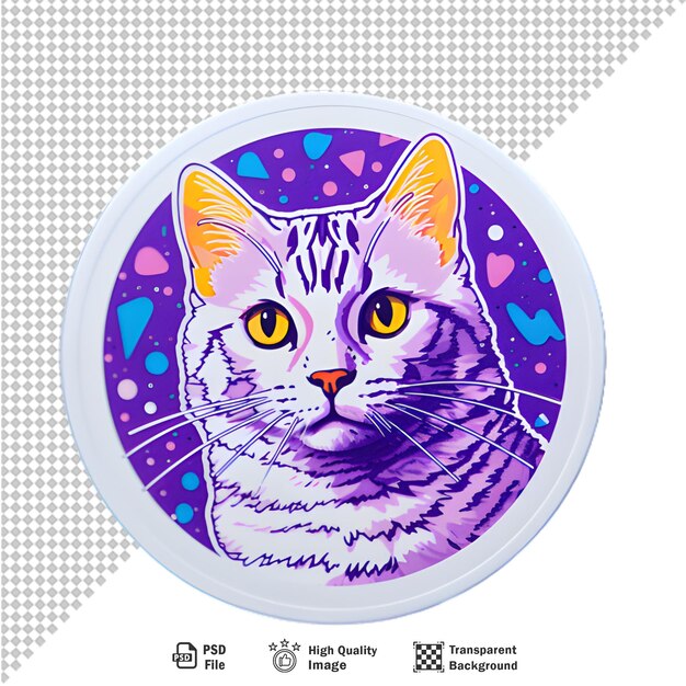 PSD Круглая наклейка для кошки на прозрачном фоне