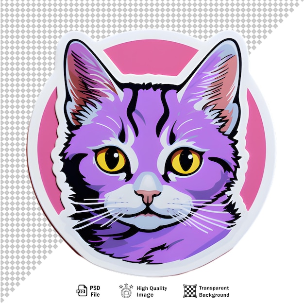 Cat round sticker on transparent background