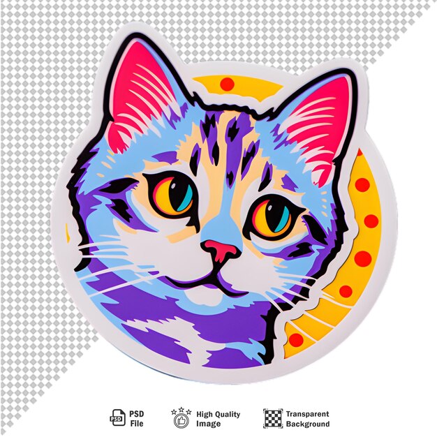 PSD cat round sticker on transparent background