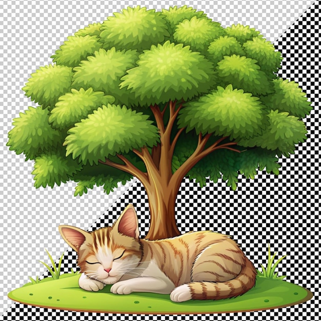 PSD cat sleep under a tree