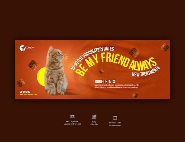 猫のソーシャルメディアプロモーションとinstagramとfacebookの投稿テンプレート 無料 psd