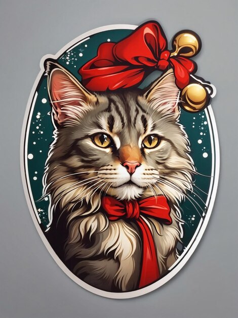 cat sticker Christmas theme