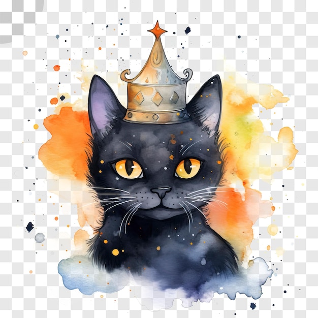 Cat wearing a crown transparent background