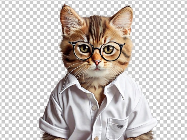 PSD gatto che indossa occhiali e camicia