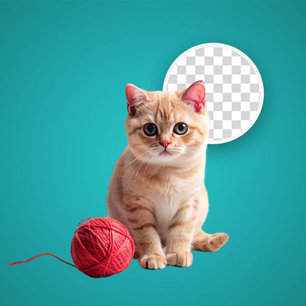 Un gatto con una palla di filato