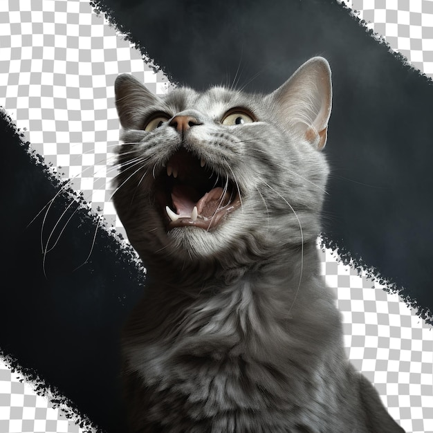 PSD a cat with a big mouth that says 